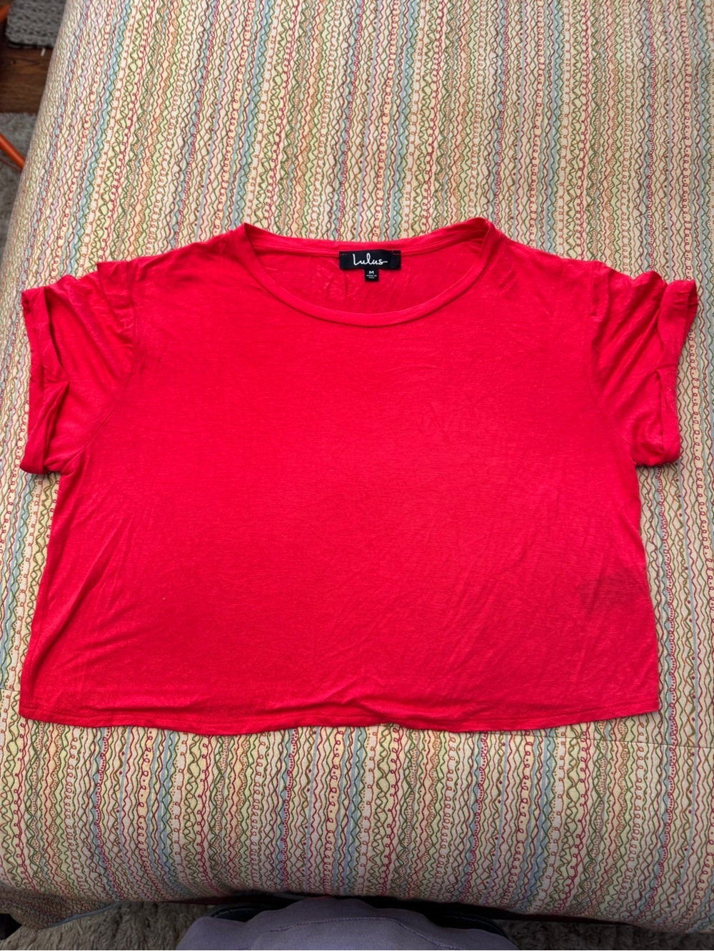 Lulus Red Short Sleeve Cropped T-Shirt Tee Size M